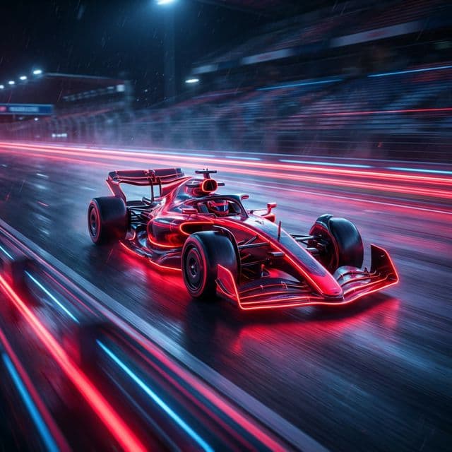 F1 Racing Car Speeding